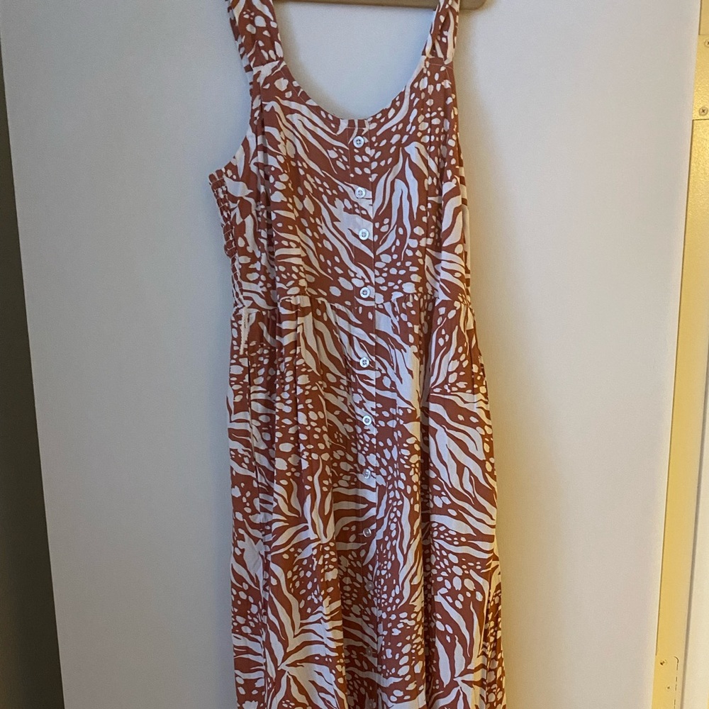 brown and white long tank top dress. never worn